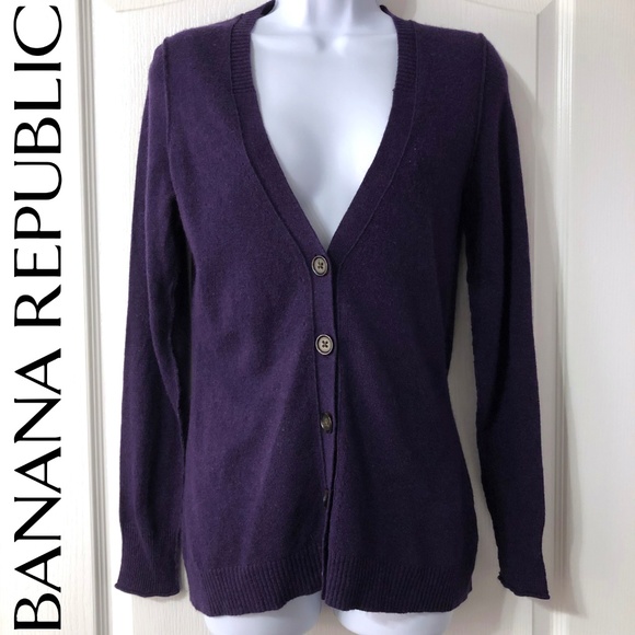 Banana Republic Sweaters - Banana Republic Purple Cardigan Italian Yarn Small